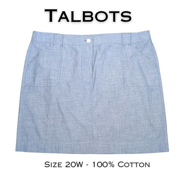 Talbots Dresses & Skirts - Talbots Miniskirt 20W Chambray Blue Cotton Preppy Pockets Summer Beach Coastal